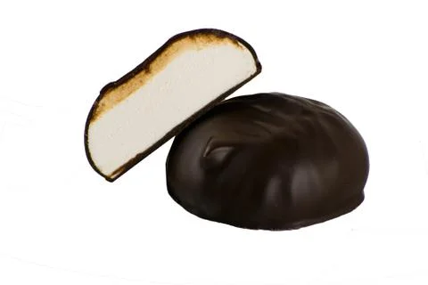 White marshmallows on white background. Stock Photos