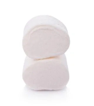 White marshmallows on white background Photos