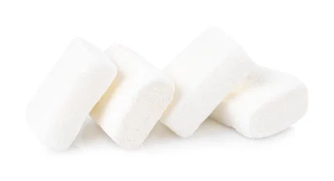 White marshmallows on white background Stock Photos