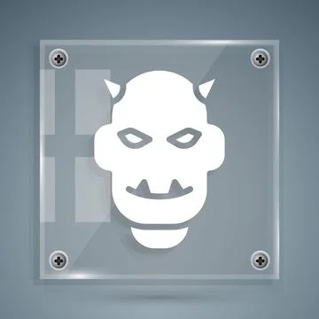 White Mask of the devil with horns icon isolated on grey background. Square g Stock Illustration