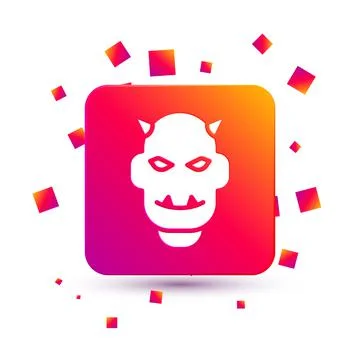 White Mask of the devil with horns icon isolated on white background. Square  Stock Illustration