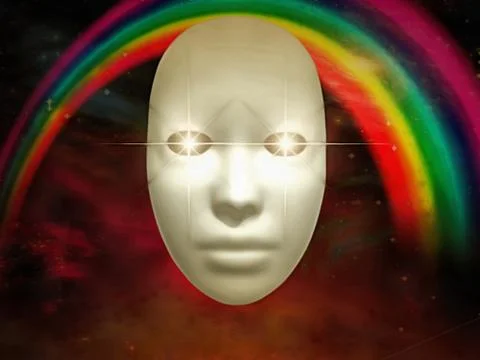 White mask with rainbow Stock Illustration