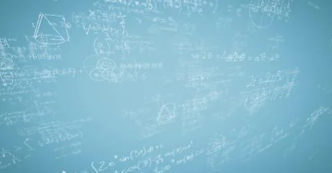 White math doodles and blue background イラスト素材
