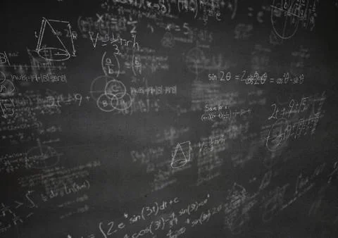 White math doodles and grey wall Illustrazione stock