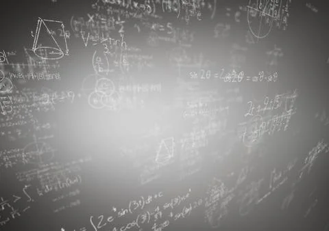 White math doodles and grey background Illustrazione stock