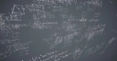White math doodles and grey background Illustrazione stock