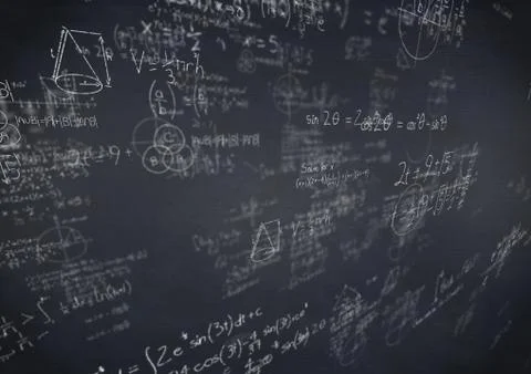 White math doodles and navy chalkboard イラスト素材