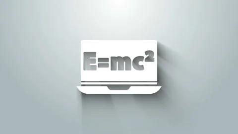 White Math system of equation solution on laptop icon isolated on grey Stock Footage 145917034