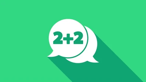 White Math system of equation solution on speech bubble icon isolated on green Stock Footage 147150944
