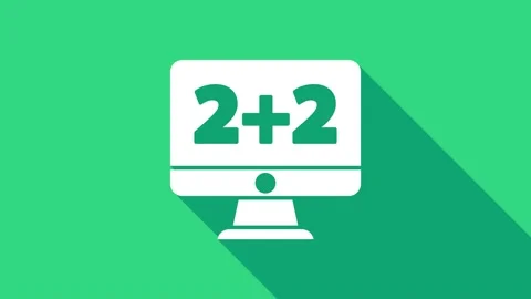 White Math system of equation solution on computer monitor icon isolated on Stock Footage 147151060