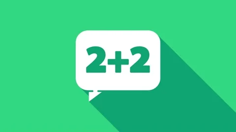 White Math system of equation solution on speech bubble icon isolated on green Stock Footage 147151124