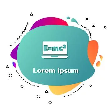 White Math system of equation solution on laptop icon isolated on white Illustrazione stock