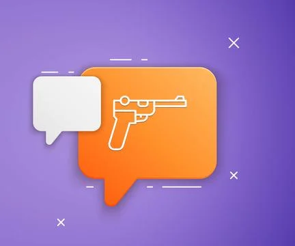 White Mauser gun icon isolated on purple background. Mauser C96 is a semi-a.. Stock Illustration