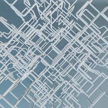 The white maze cube. Square mesh abstract lines. 3d rendering 스톡 일러스트