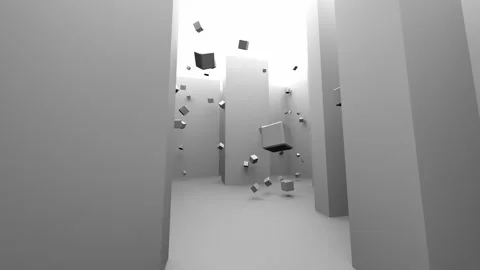 White maze with particles in the form of cubes. Stock Footage 242608967