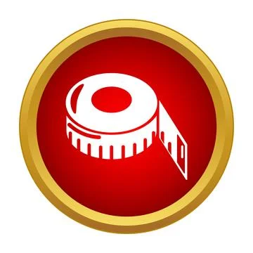 White measuring tape icon on red circle Stock Illustration
