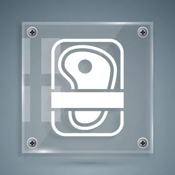 White Meat packaging steak icon isolated on grey background. Fresh meat beef Stock Illustration