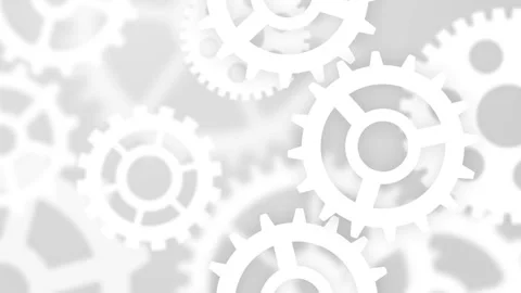 White Mechanical Gears Rotating on Gray – Industrial Concept Stock-Footage 332712126