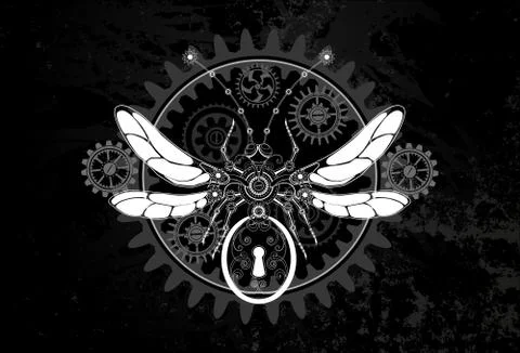 White mechanical insect Stock Illustration