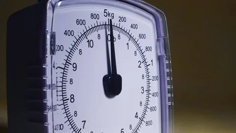 White mechanical kitchen scales Stock Footage 170452370
