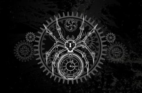 White mechanical spider Stock Illustration