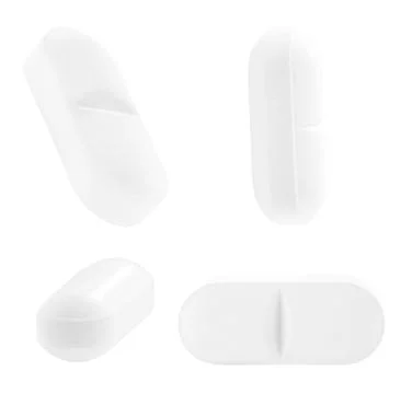 White medicine pill capsule float on transparent background Stock Photos