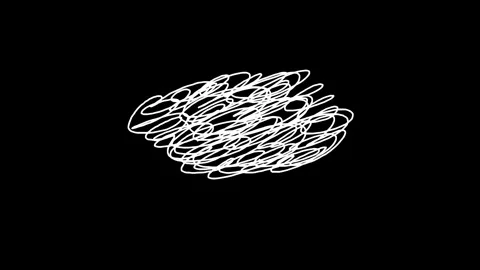 White medium line doodle crazy cloud on black backdrop Stock Footage 344157038
