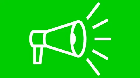 White megaphone line green Video stock 196092299