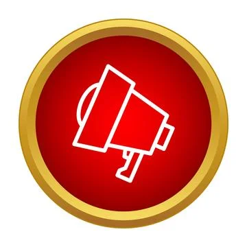 White megaphone symbol broadcasting important announcement on red background Stock Illustration