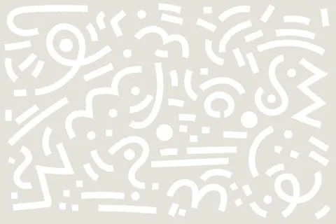 White Memphis Abstract Zigzag Design on Gray Background Stock Illustration