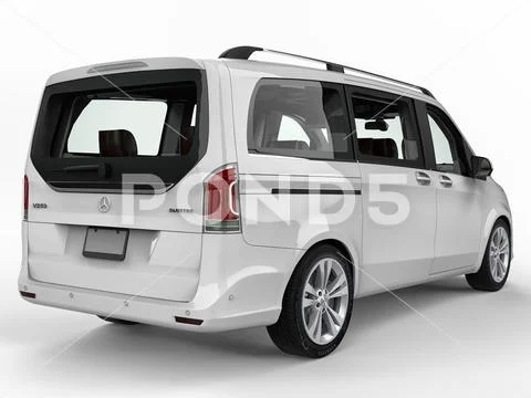 White Mercedes-Benz V-class on a white background. Three-dimensional raster Stock Illustration
