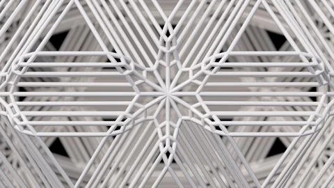 White mesh array, close-up. Black background. 3d render. Stock Illustration