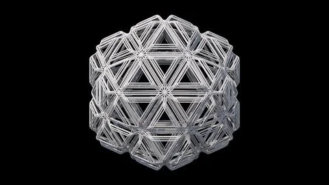 White mesh array, textured sphere. Black background. 3d render Stock Illustration