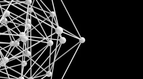 White mesh, black background. Abstract illustration, 3d render, close-up. Stock Illustration