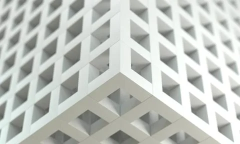 White mesh box with depth of field background. Abstract and Creativity bac... Foto stock