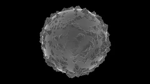 White mesh, deformed sphere. Black background. 3d render. Stock Illustration