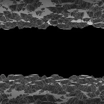 White mesh, deformed surface. Black background. 3d render. Stock Illustration