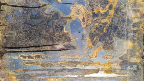 White metal with rust marks. dirty profiled metal sheet. rusty metal Stock Photos