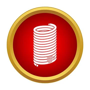 White metal spring icon on red circle 스톡 일러스트