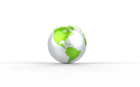 White metallic globe with green map Illustrazione stock