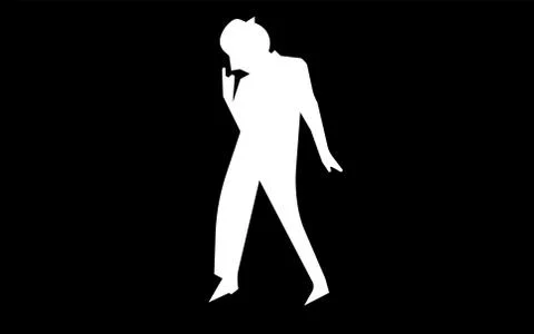 White michael jackson silhouette on black background Stock Illustration