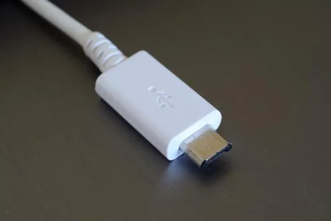 White micro USB plug closeup Stock-Fotos