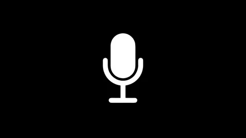 White microphone icon forming from glitching pixels on black background Stock Footage 314746036
