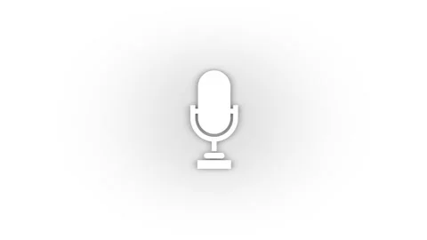 White microphone icon with shadow isolated on white background. Stock Footage 207343185