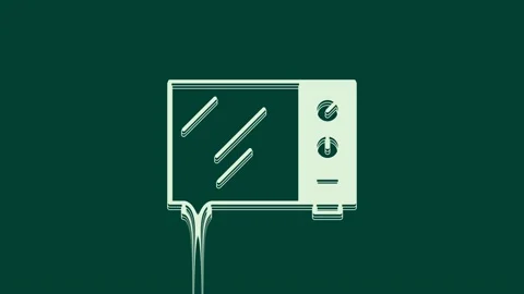 White Microwave oven icon isolated on green background. Home appliances icon. 4K Stock Footage 236012657