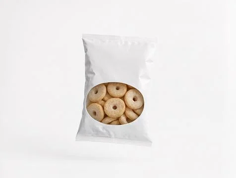 White milk cookie package floating Stock Illustration