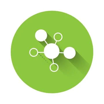 White Mind map infographic icon isolated with long shadow background. Green.. 库存插图
