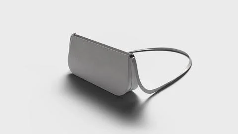 White mini bag with handle on white backdrop, back view Stock Illustration