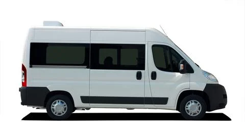 White minibus on white background Stock Photos