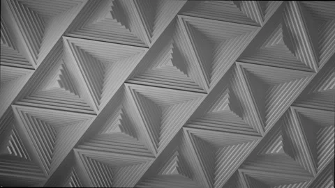 White minimalism. A mosaic surface with moving black triangles. Abstract geometr Stock Footage 157153292